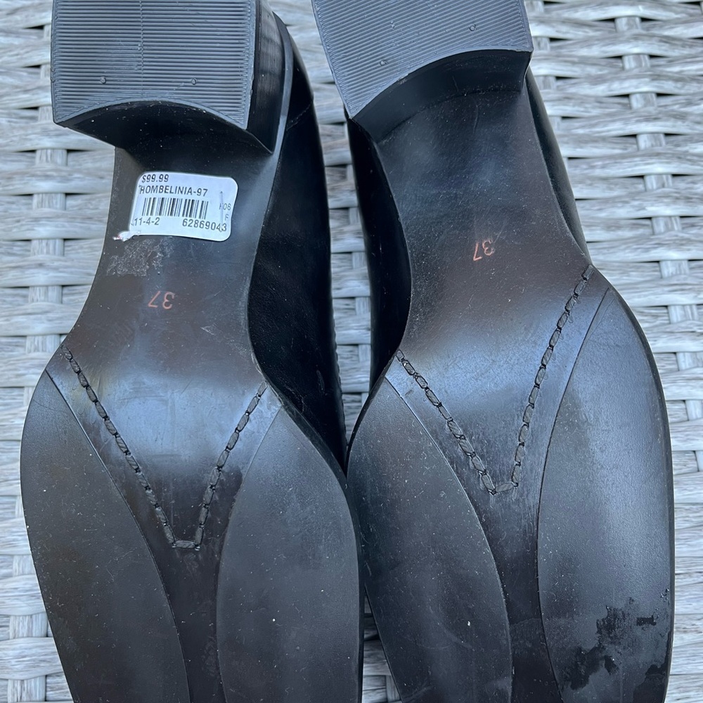 NEW Feet First Leather Block Heel square toe shoes loafers - Picture 5 of 7